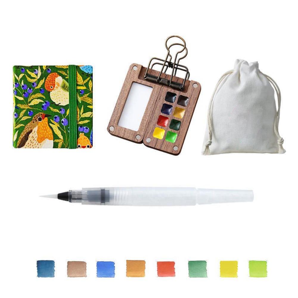 

Ящик для краски из ореховой сетки с зажимом, дорожный лоток для краски, дорожная палитра для акварели, принадлежности для рисования SET 4