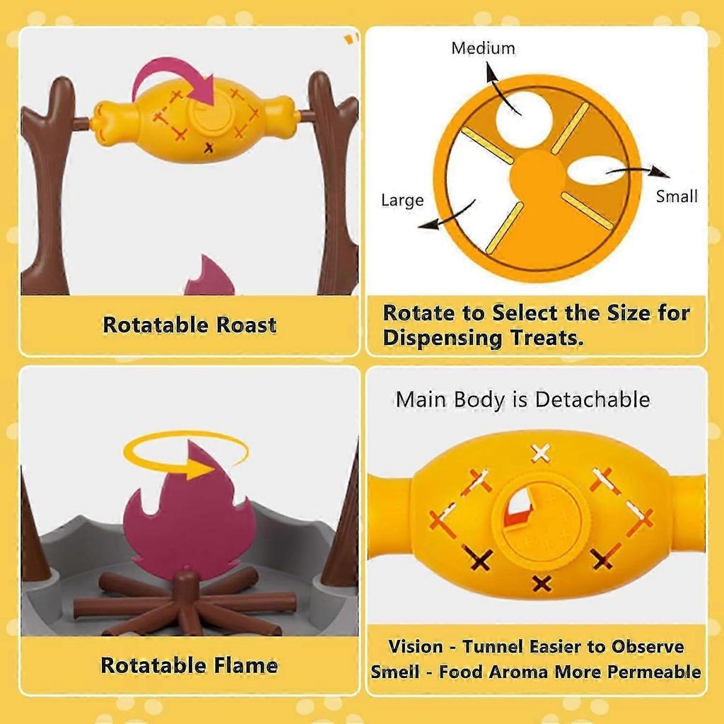 Cat Treat-Dispensing Slow Puzzle Feeder Bowls,Unique Rotatable Roast and Flame,Cognitive Training Game,Enrichment Interactive Stimulation Toys for Ind