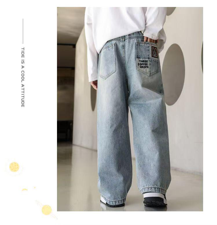 Boys' Straight-Leg Jeans - Spring & Autumn Style, Medium/Large Sizes, Loose Fit