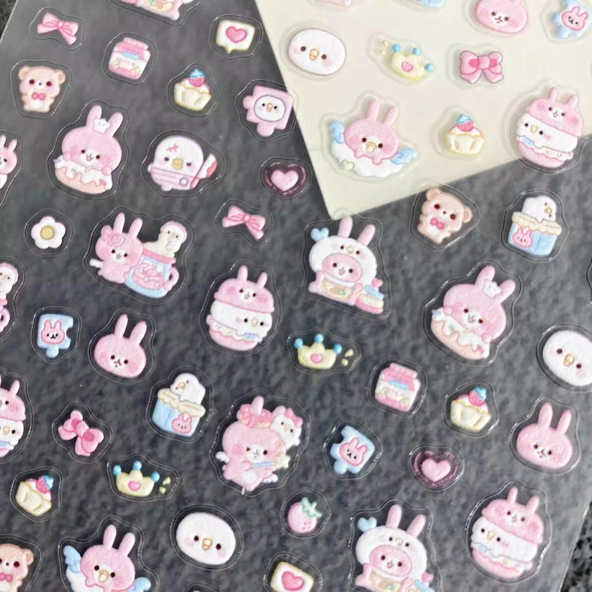 

Pink Bunny 3D Nail Stickers: Cute, Embossed, Heart & Bow Waterproof Design Embossed Pink Bunny [1 Sheet]