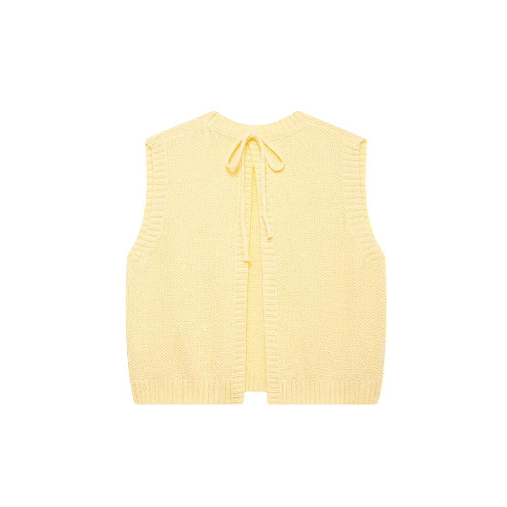 2025 Spring/Summer Women's Round Neck Backless Tie Knit Vest