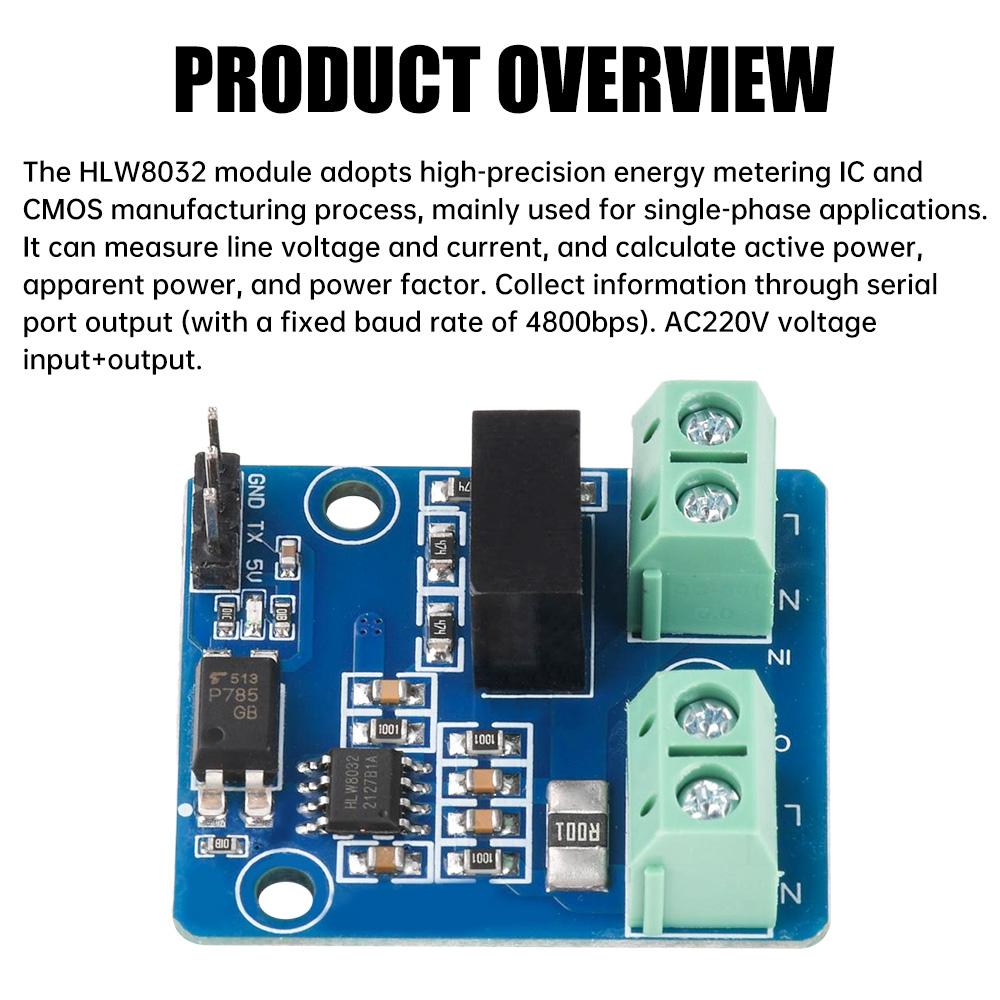 HLW8032 AC Voltage Current Collector Module UART Serial Port High Precision Energy Isolated 4800bps for Data Acquisition