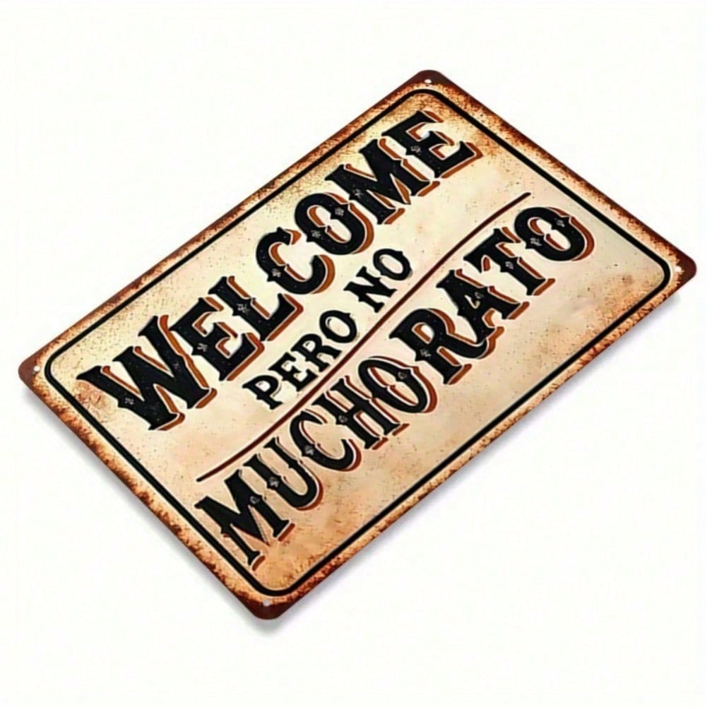 Spanish Welcome Tin Sign Funny Quote Vintage Metal Wall Decor Rustic Home Art