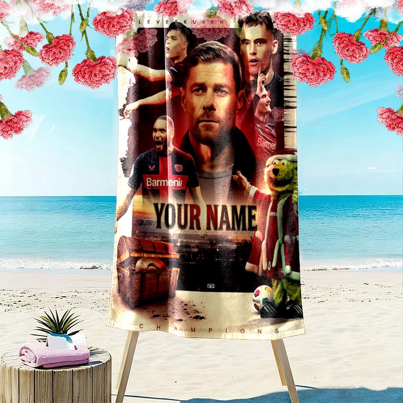 Custom Bayer Leverkusen Print Beach Towel, Large Soft Quick Dry Towel for Beach Camping Swimming
