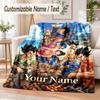 Dragon Ball Custom Name Flannel Throw Blanket Soft Warm for Sofa Bed Indoor Home Use