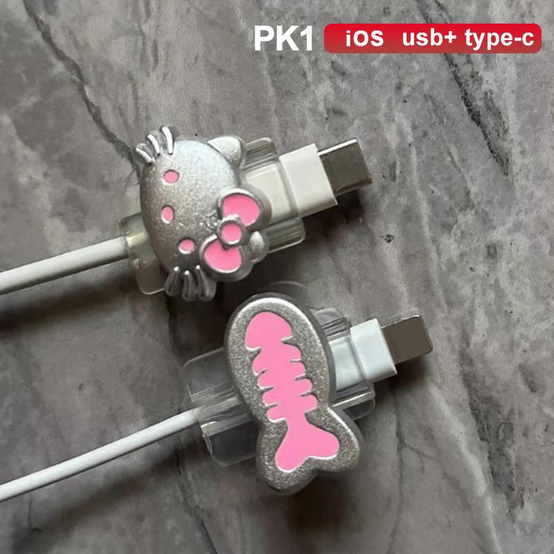 Cute Cartoon Cat Fish Cable Protector Data Line Protective Cover Charging Cable Usb Winder Wire Cord Organizer Cover