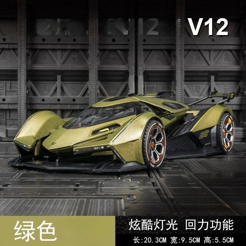 1:22 V12 Gt Super Car Modell Sound Und Licht Pullback Spielzeug Fahrzeuge Diecast Kind Junge Geschenk Metall Auto Miniatur