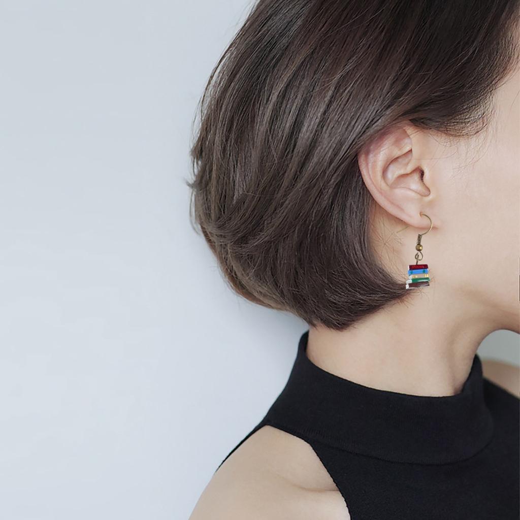 Ladies' Creative Multi Color Book Earrings