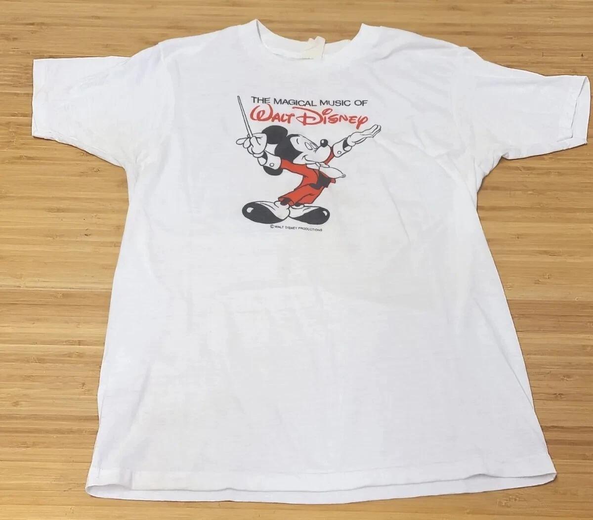 Vintage Mickey Mouse T Shirt Walt Disney World Size Large White Single Stitch L