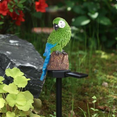 Resin Parrot Lawn Lamp Solar Stake Light Waterproof Animal Shaped Ground for Bird