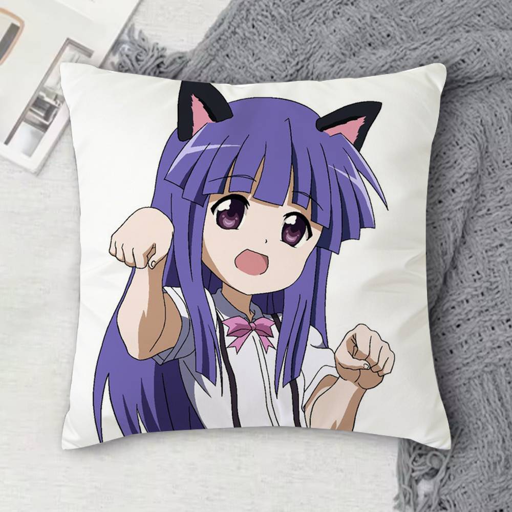 H-Higurashi When They Cry Double-Sided Printed Square Decorative Cushion Cover For Sofa Living Room Home Decor
