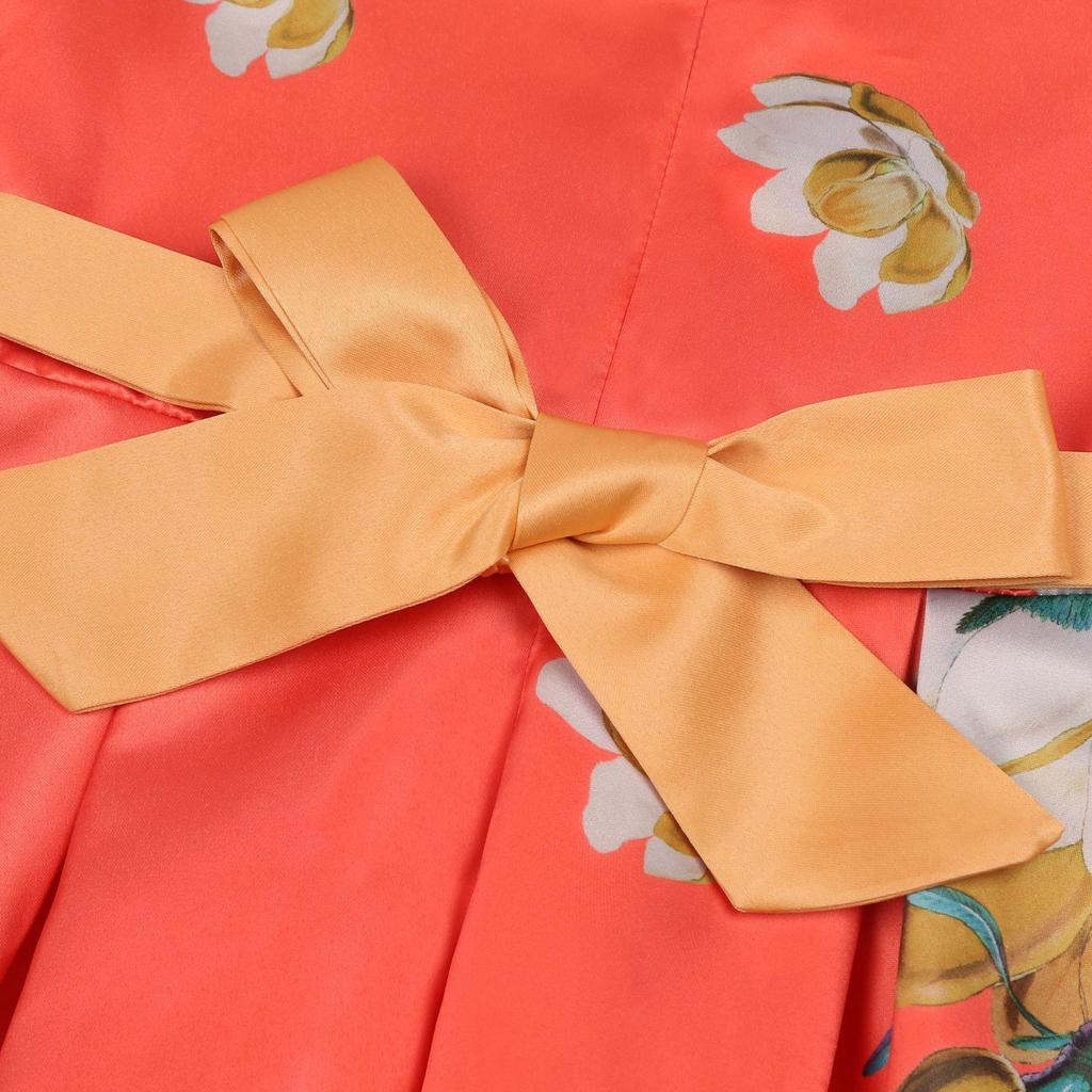 2025 Europejska i Amerykańska Retro Dziecięca Sukienka Bufiasta z Nadrukiem Kokardek