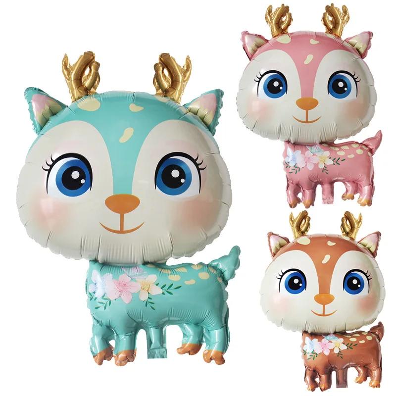 49x74.5cm Zwierzęta Dżungli Kształt Sarny Sika Balon Babyshower Dziewczynki Dekoracje Dżungli Urodziny Kreskówkowa Sarna Balon Sarna Urodziny