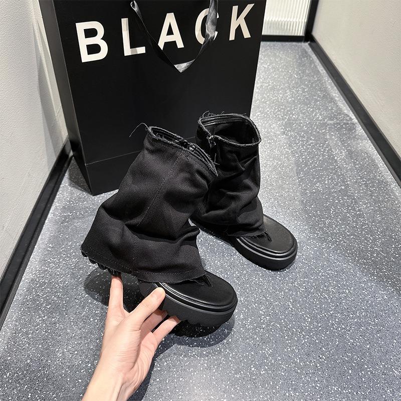 2025 New Summer Women's Sexy Short Boots Street Style Big Toe Trouser Cowboy Booties Motocycle Womens Sandalies De Mujer