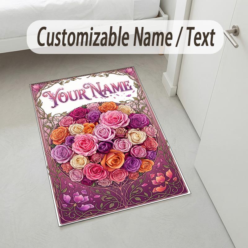 Riverbank Theme Soft Crystal Velvet Rug Custom Name & Text Print Non Slip Floor Rug for Bedroom Living Room
