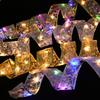Christmas Decoration LED Ribbon Lights Christmas Tree Ornaments DIY Lace Bows String Light Navidad Home Decoration New Year 2025
