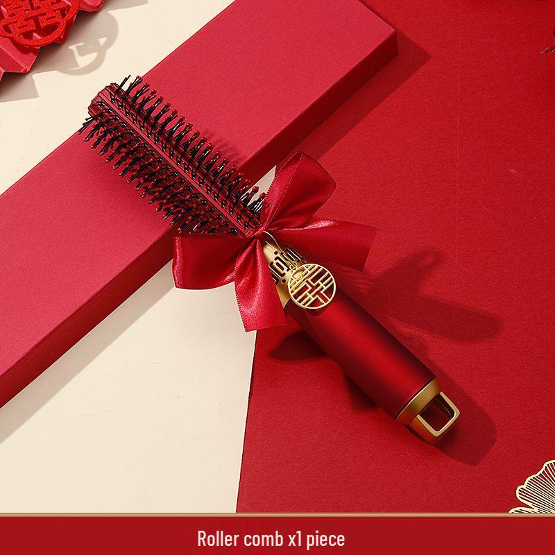 Mitgift der chinesischen Braut: Roter Luftkissen-Kamm-Set - Flauschiger Airbag, Ein Paar mit Geschenkbox für Hochzeiten