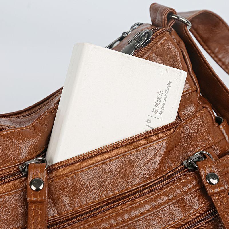 Ladies' Fashionable PU Leather Multi-layer Large Capacity Versatile Women's Bag, Single Shoulder Crossbody Bag