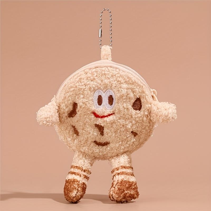 

1pc Plush Cookie Coin Purse Unique Creative Cartoon Cookie Design Keychain Earbud Case Cute Cookie Shaped Storage Pouch