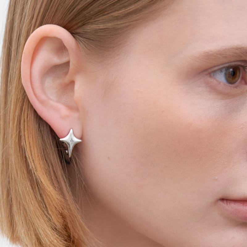 

halden bold star pendant one touch earrings (E036_silver) silver