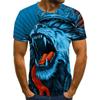 Summer Trendy Street Lion 3D Digital Printed T-shirt Casual Short Sleeve Shirt