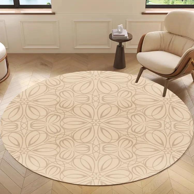 

Round Minimalist Rug with Abstract Geometric Dot & Wave Design – Modern Home Decor for Living Room Office Diameter 60cm