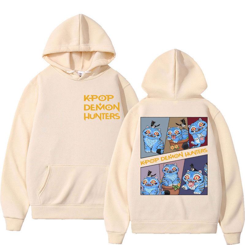 KPop Anime Dämonenjäger Derpy Tiger Niedliche Hoodies Männer Frauen Kawaii Mode Übergroßes Fleece Lässige Lange Ärmel