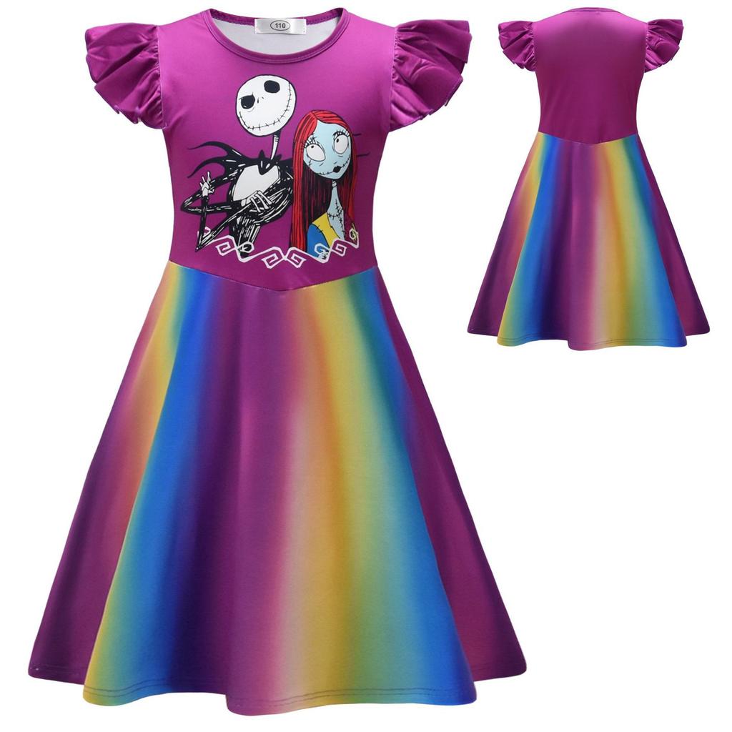 New Halloween, Dark Night Horror, Jack Costume Cos Middle-Aged And Older Children'S Feifei Sleeve Dress + Bag
