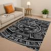Retro Aztec Totem Maya Mask Sun God Living Room Non-Slip Area Rug Soft Carpet For Bedroom Sofa , Easy Clean Home Doormat Playmat