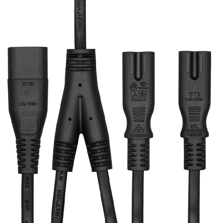 One Input Two Output Cable for Desk Power Use, 60cm/23.62inch Splitter Cable for Close Home Office Wiring Tasks with Small Electronics