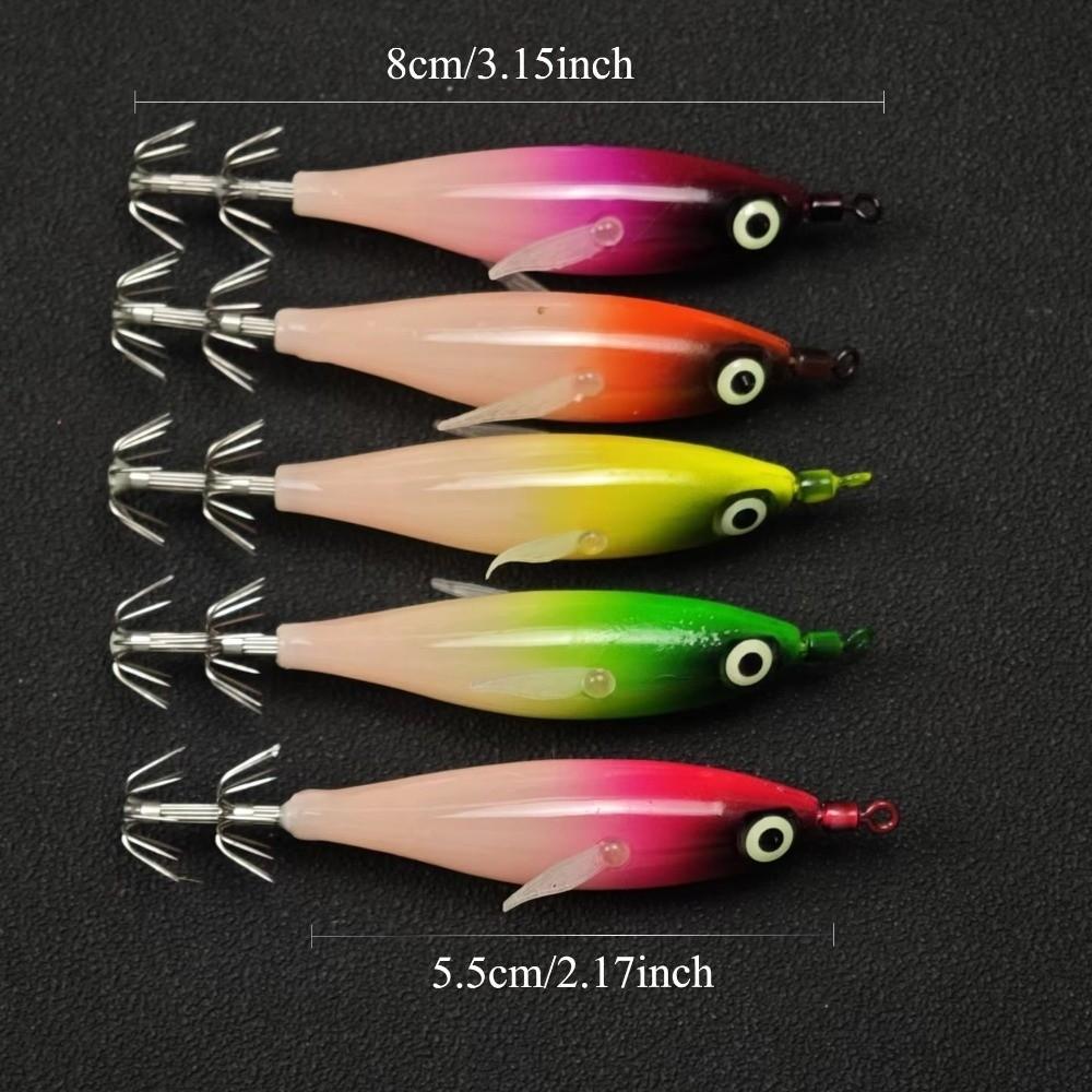 5pcs 5pcs Set Squid Jig Set 5cm Size Egi Fishing Bait Set Saltwater Fishing Lure  For Octopus