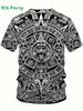 Azteken-Thema Muster 3D Druck T-Shirt Kompressionsshirt Kurzarm T-Shirt Herren Sommer T-Shirts Vintage Druck Herrenkleidung Oberteile