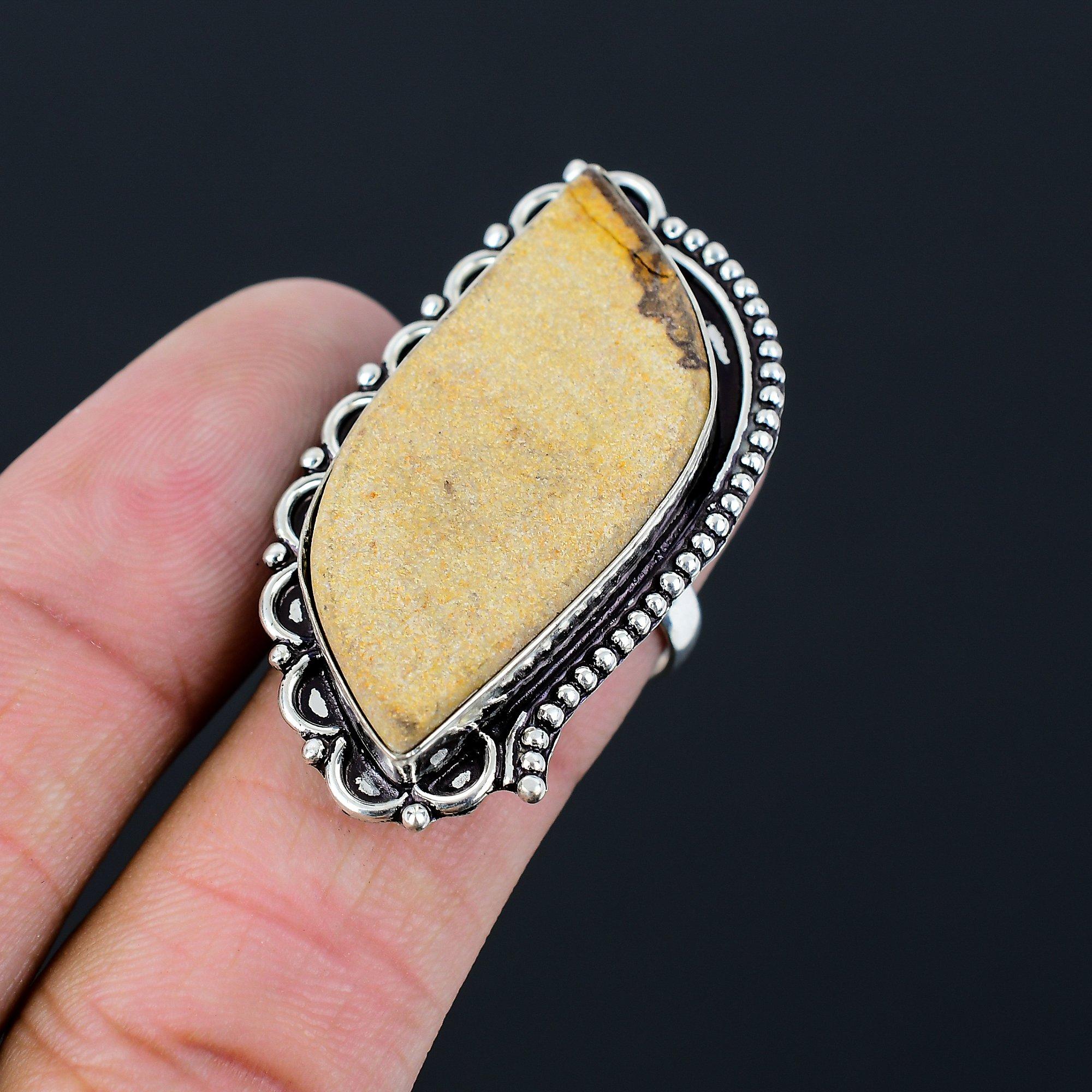 

Natural Psilomelane Dendrite Stackable Wife Ring Jewelry Size 9 Sterling Silver 9