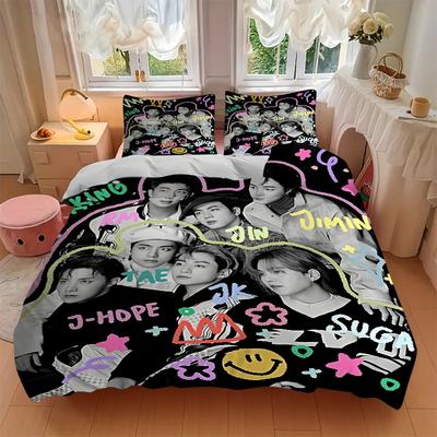 3Pcs Kpop Stars Collage Bedding Sets For All Sizes New 3D Printed Bed Cover Comforter Duvet Cover Pillowcase Bedroom Decoration