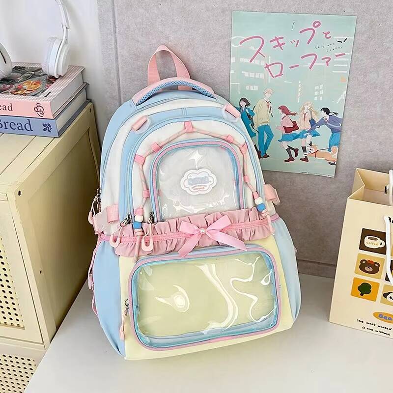 

New Y2K Cartoon Ita Backpacks Large Capacity Rucksacks Girls Transparent DIY Display Knapsacks Outdoor Fashion Travel Schoolbags 43x30x14cm