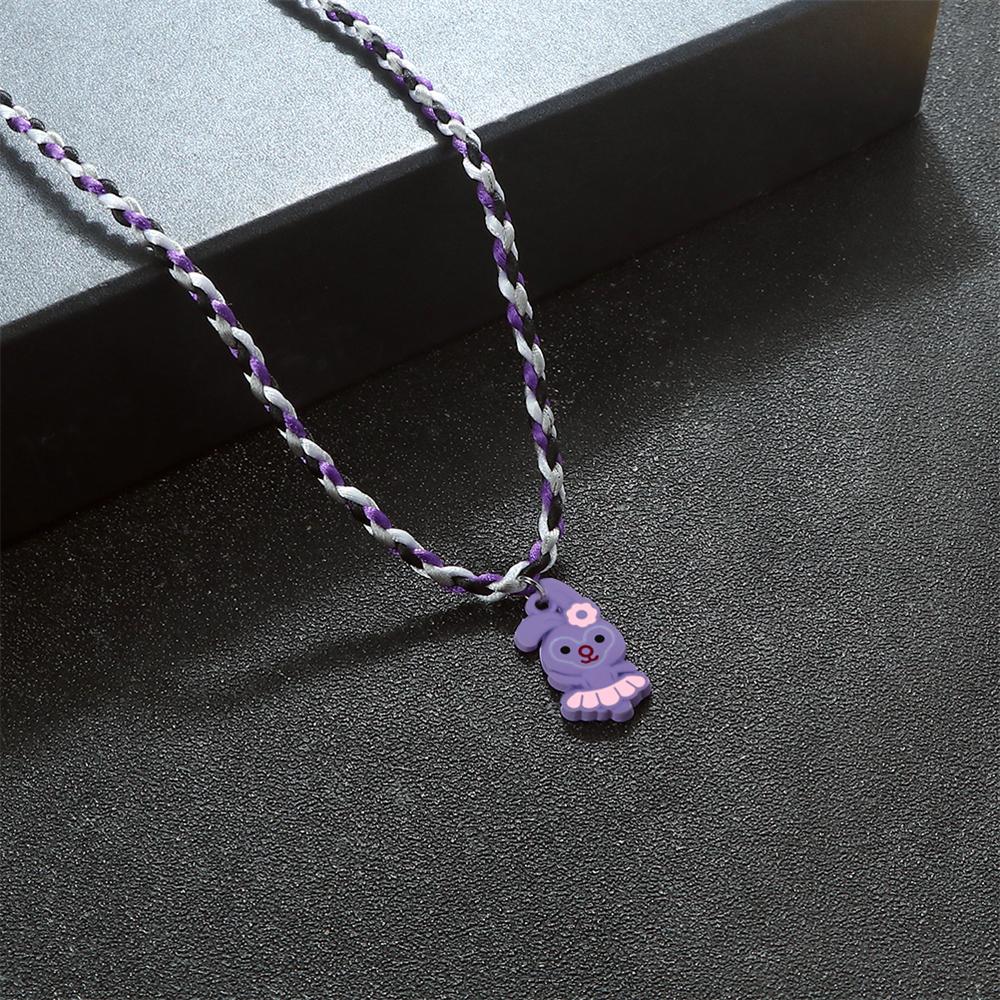 

Handmade Braided Necklace with Resin Rabbit Pendant Boho Colorful Rope Necklaces Fashion Jewelry for Women Men Daily Charm Gifts
