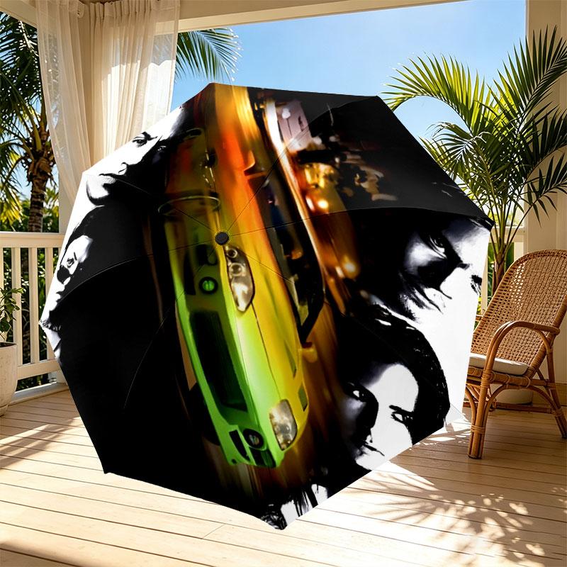 Fast & Furious Print Automatic Open Close Umbrella, Portable Foldable Umbrella, for Outdoor Commute Camping Trip, Ideal Birthday Gift
