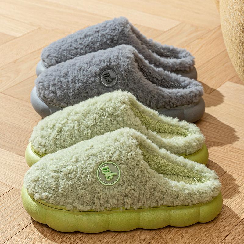 Cotton Slippers Winter 2025 New Home Indoor Thick Bottom Non-slip Plush Warm Couple Plush Cotton Mop