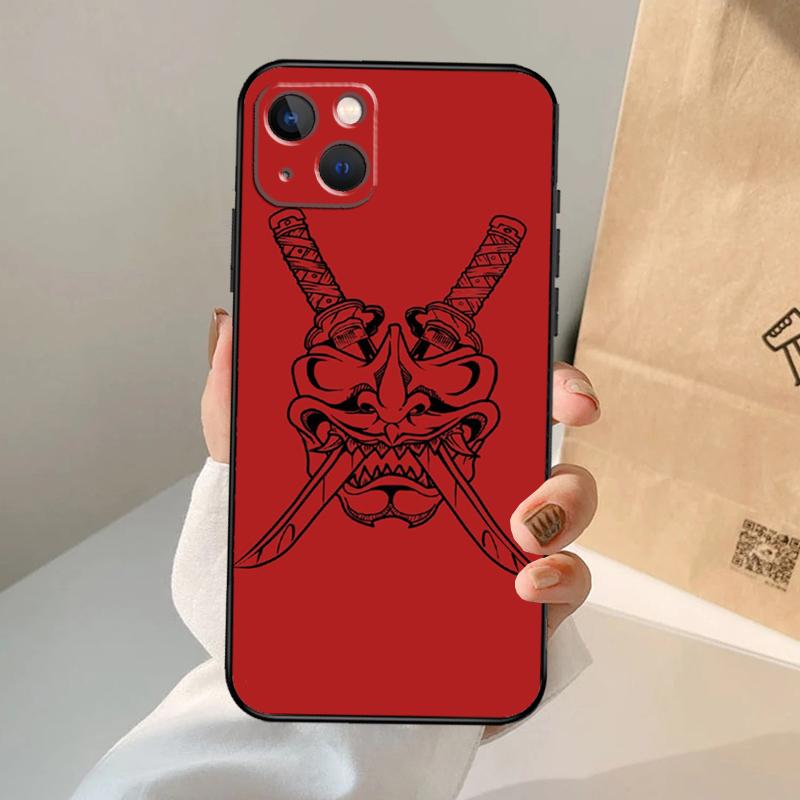 Samurai Oni Mask Phone Case For iPhone 17 Air 16 15 14 11 12 13 Pro Max 12 13 Mini 15 16 Plus 16e Cover Coque