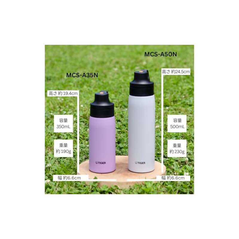 Tiger Corporation (TIGER) Stainless Steel Water Bottle, 500ml, with Straw, Insulated, Lightweight, Easy To Clean, BPA-Free, Snowdrop (White)