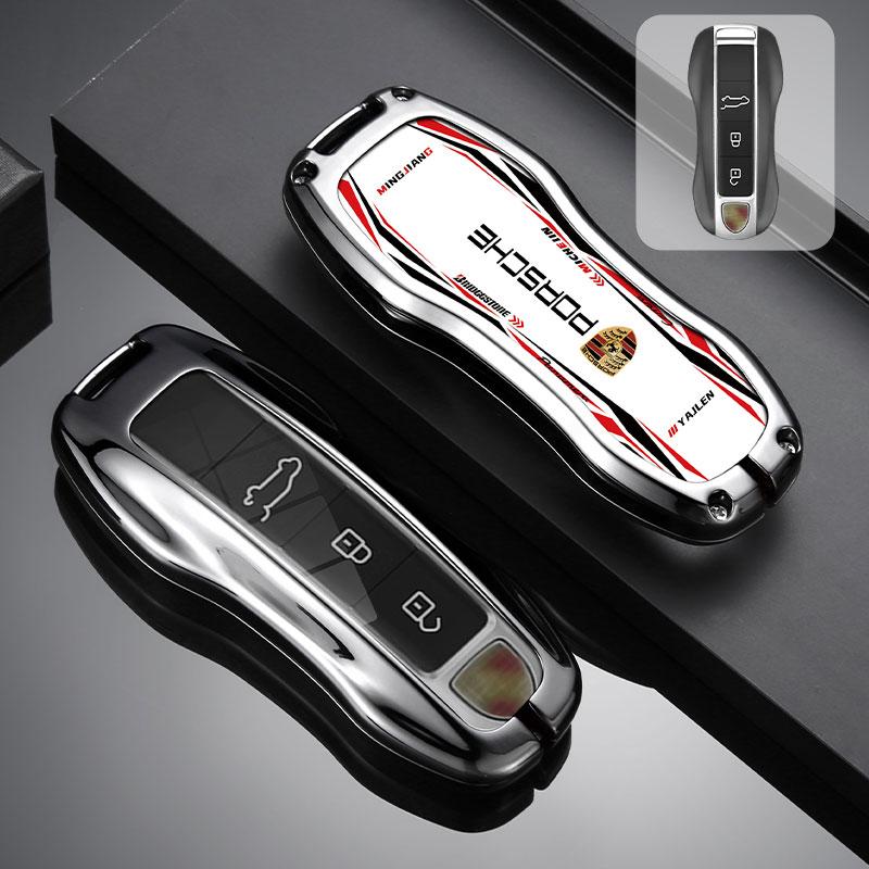 Coque de protection pour clé de voiture en alliage de zinc pour Porsche Panamera Spyder Carrera Macan Boxster Cayman Cayenne 911 718 981 991 Accessoires