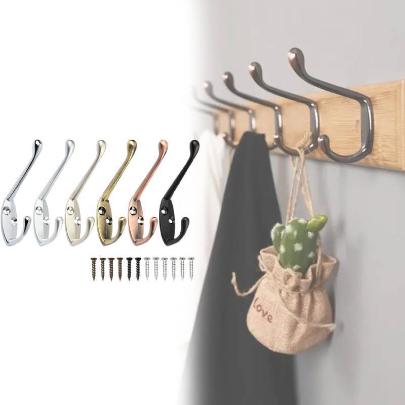 Alloy Durable Zinc Coat Hanger With Drill Holes For Bathroom Closet Organization