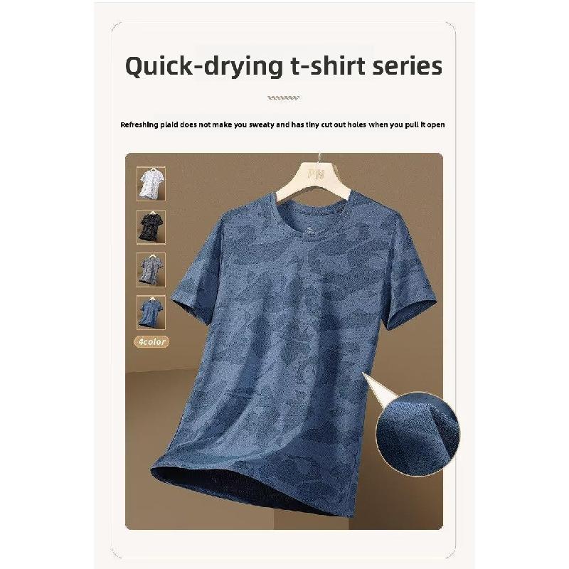 Ice silk short-sleeve men's t-shirt, summer loose-fitting, thin, quick-drying sports casual top