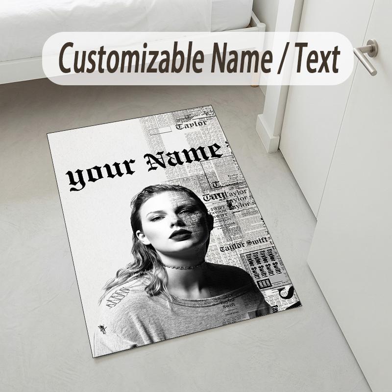 Personalized Crystal Velvet Carpet,Taylor Swift Custom Printed Name, Plush Area Rug For Home Indoor Decor