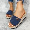 Foreign Trade Large Size Women's Shoes European and American Summer New  Heel Hemp Rope Slippers Women's Thick-soled Cool Slippers Women's Outer Wear