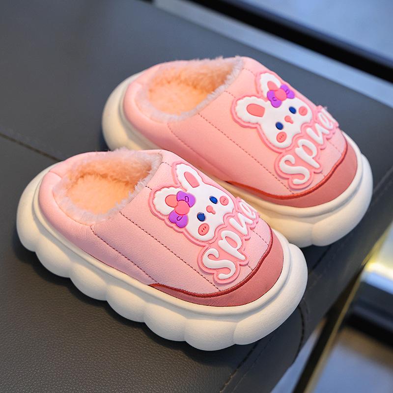 Winter 2024 Waterproof Cotton Slippers for Boys & Girls – Warm Plush Home Shoes