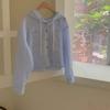 Retro Long Sleeved Shirt Drawstring Sweatshirts for Women Sweet Striped Hooded Shirt  Autumn