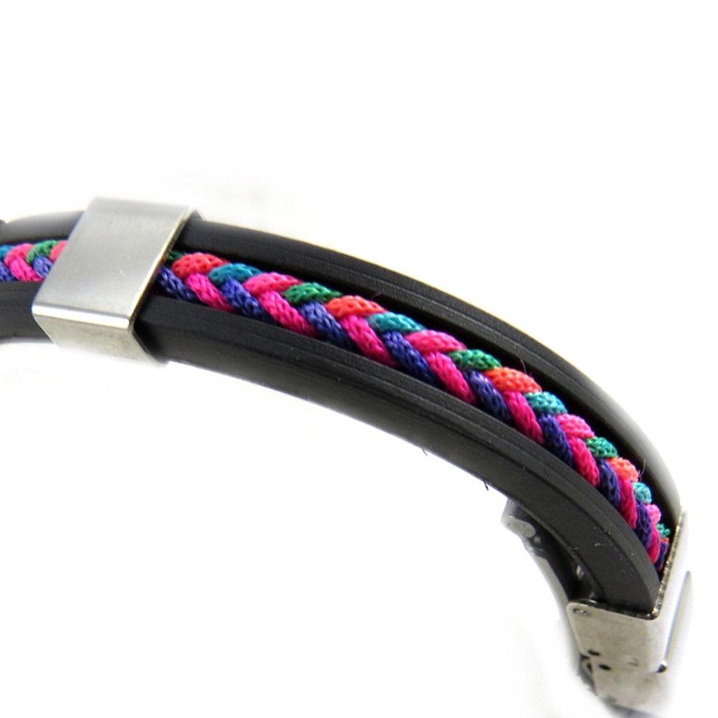 Les Trésors De Lily [M1932] - Bracelet acier 'Rhodes' noir multicolore