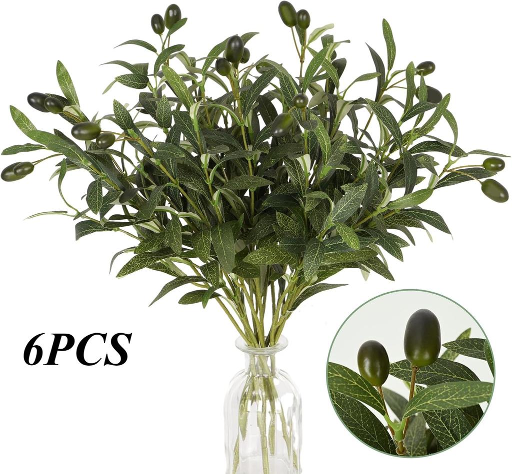 2/6/9PCS Olive Branches Artificial Plants Greenery Stems Olive Leaves Fake Fruits Silk Plants