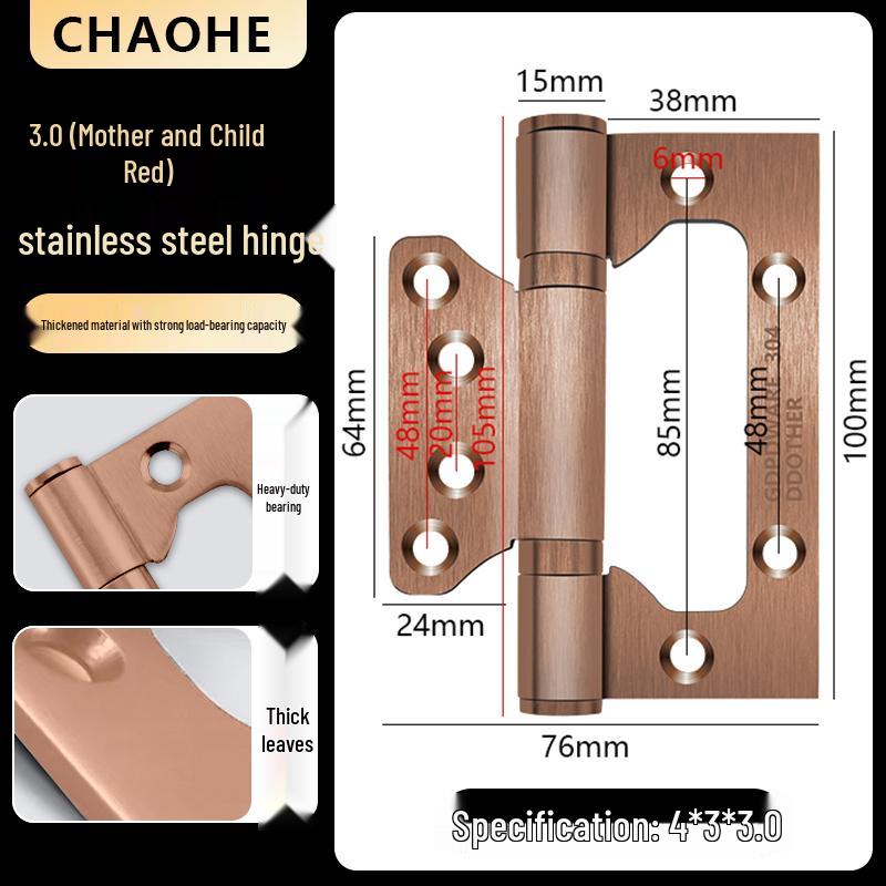 4-inch Silent Bearing Male-Female 304 Stainless Steel Hinge for Wooden Doors